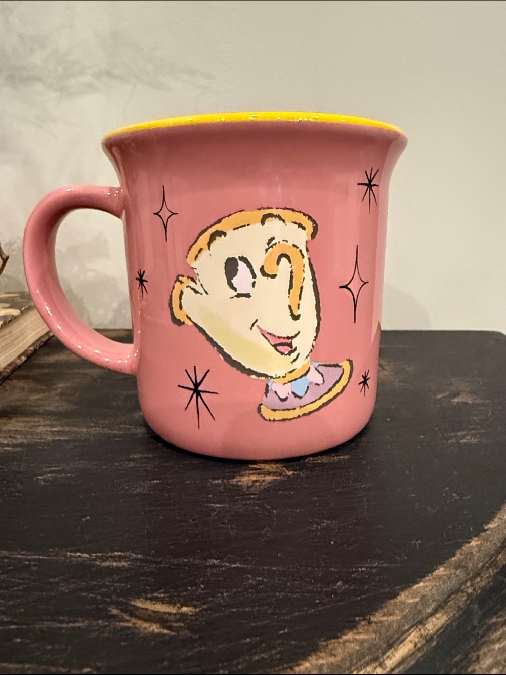 Disney Beauty & The Beast Lumiere Pink Yellow Mug 9 oz